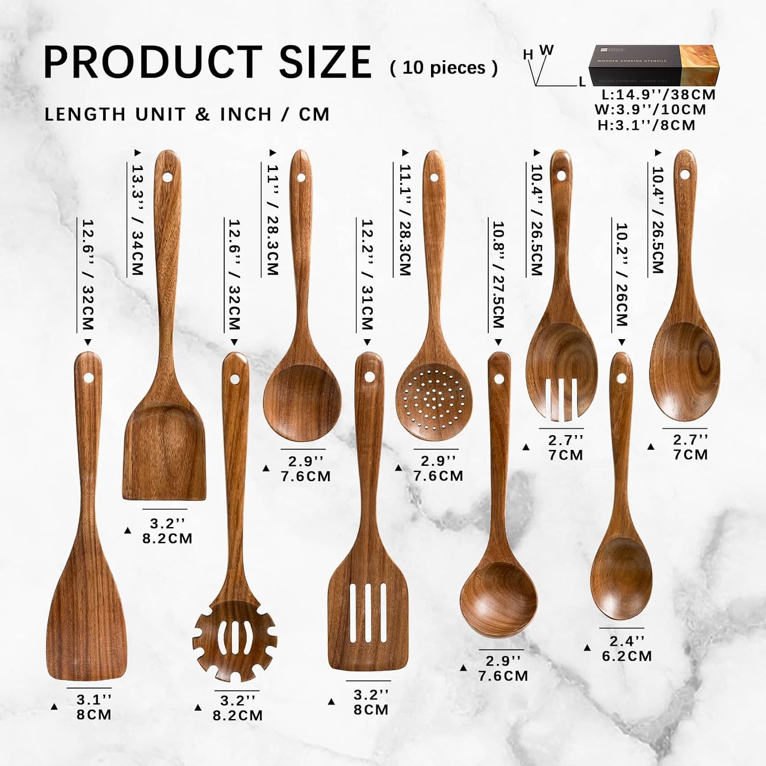 10 Piece Acacia Wood Cooking Utensil Set