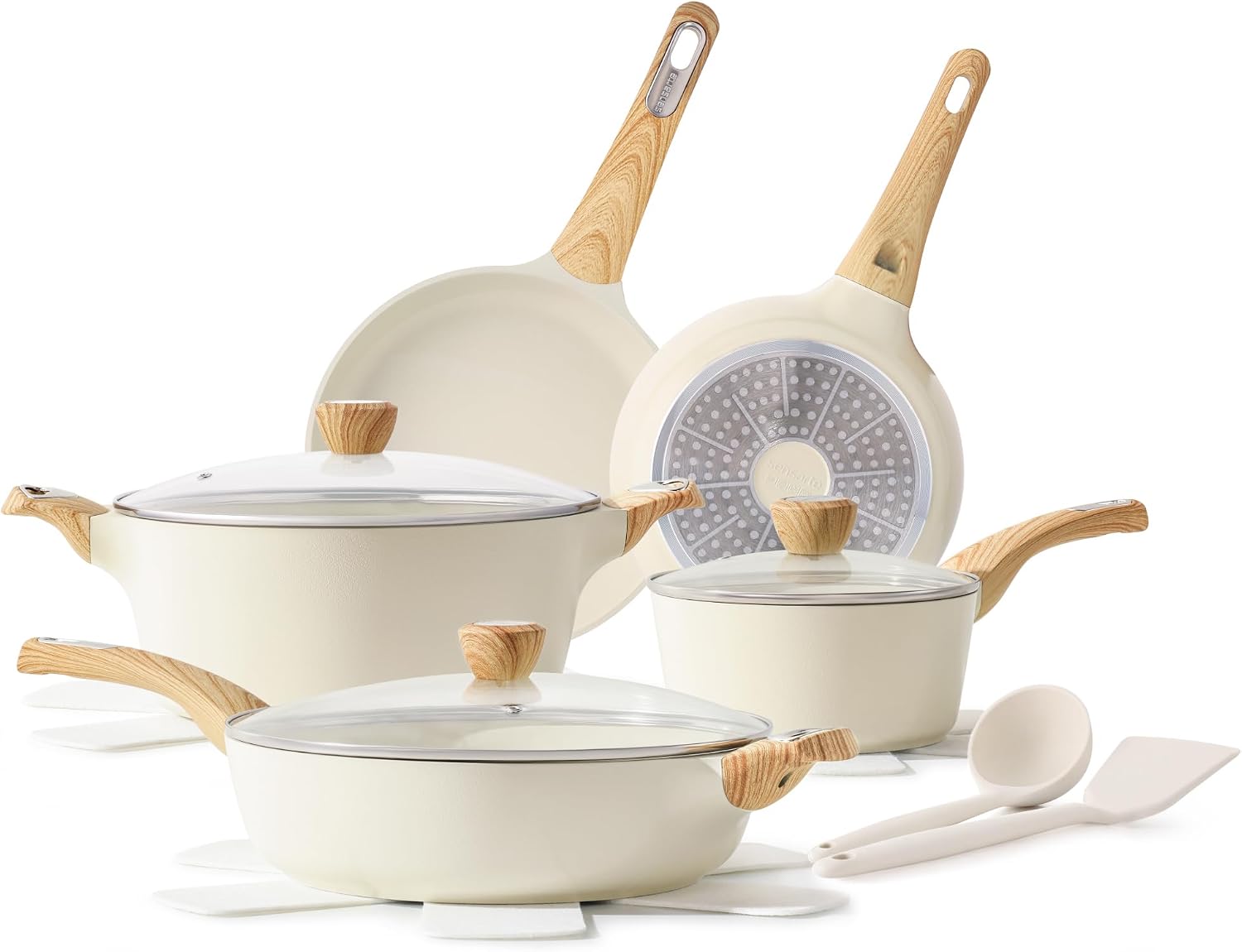 14 Piece Ceramic Non Stick Cookware Set, Induction Compatible