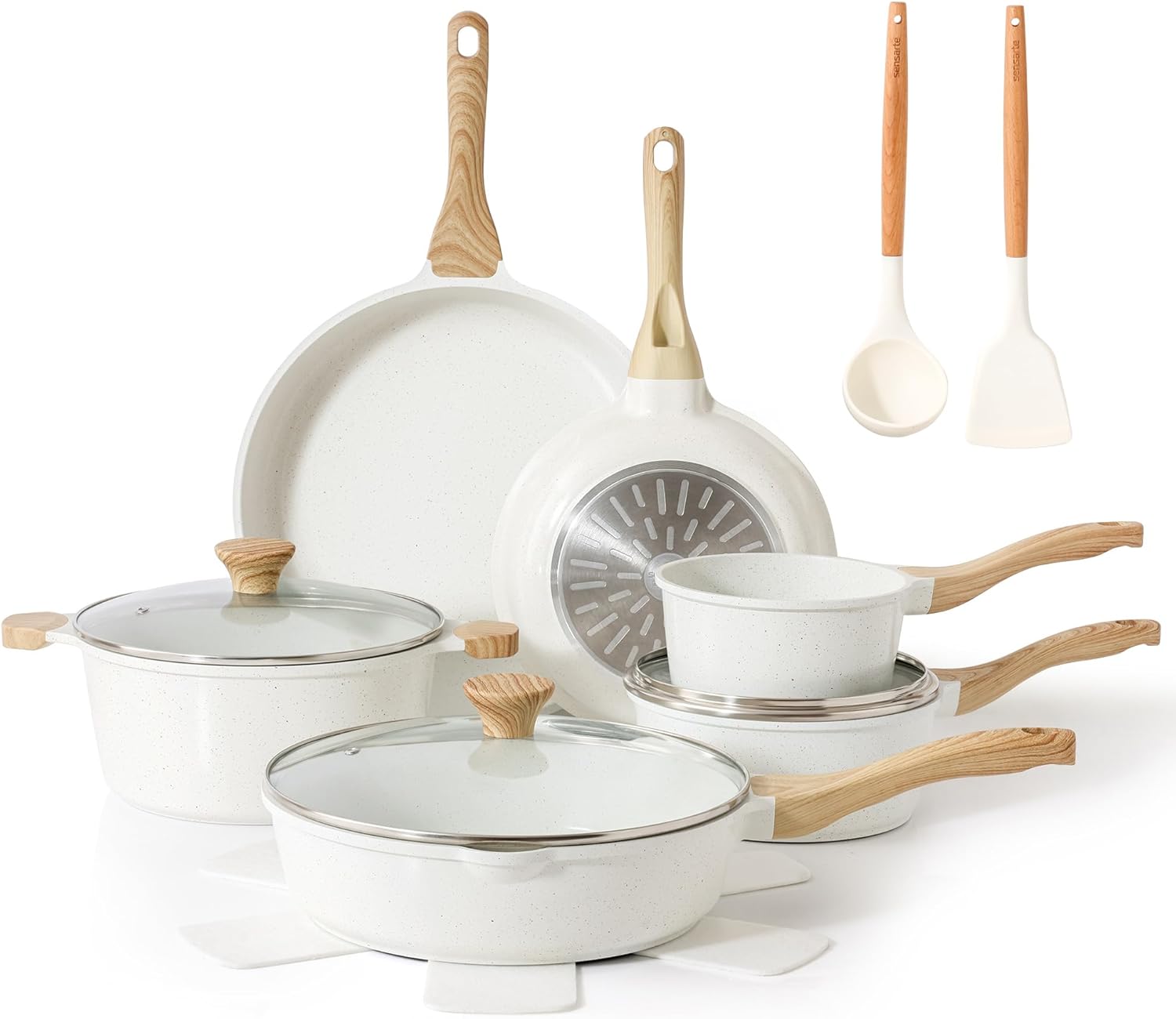 16 Piece Ceramic Non Stick Cookware Set, Induction Compatible