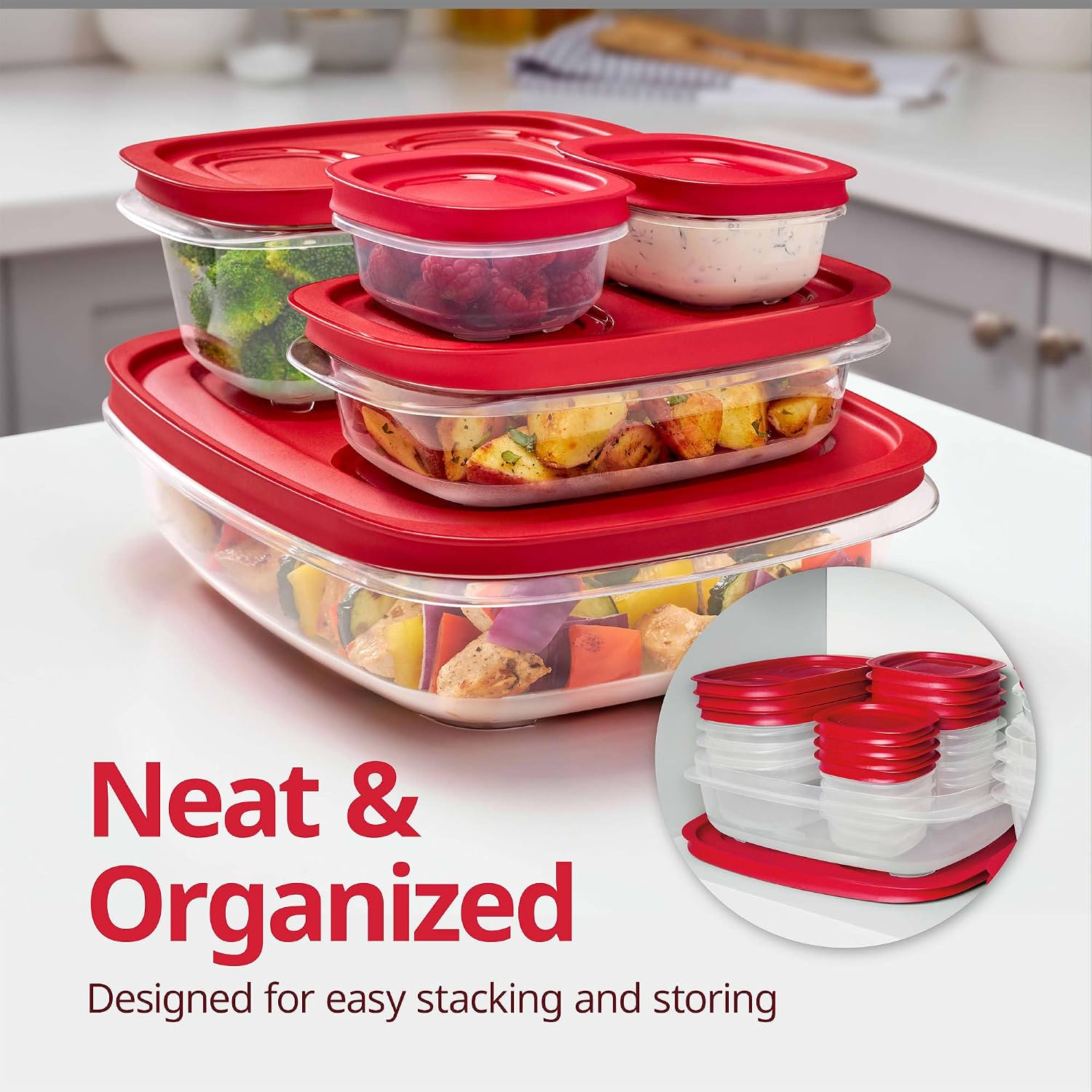 18 Piece Large Plastic Food Storage Container Set with Lids