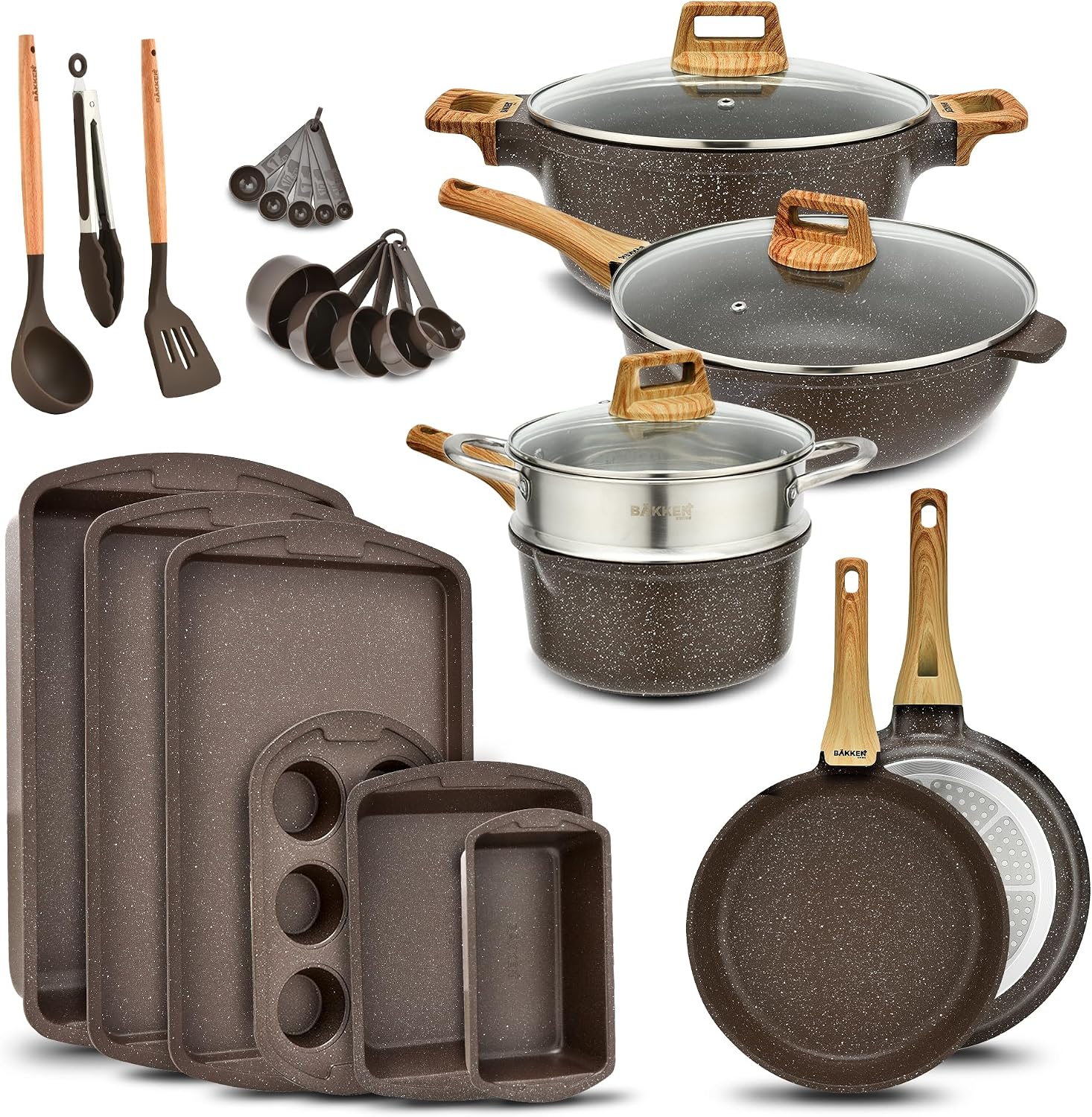 20 Piece Cookware Set with Handle Grips and Tempered Glass Lids