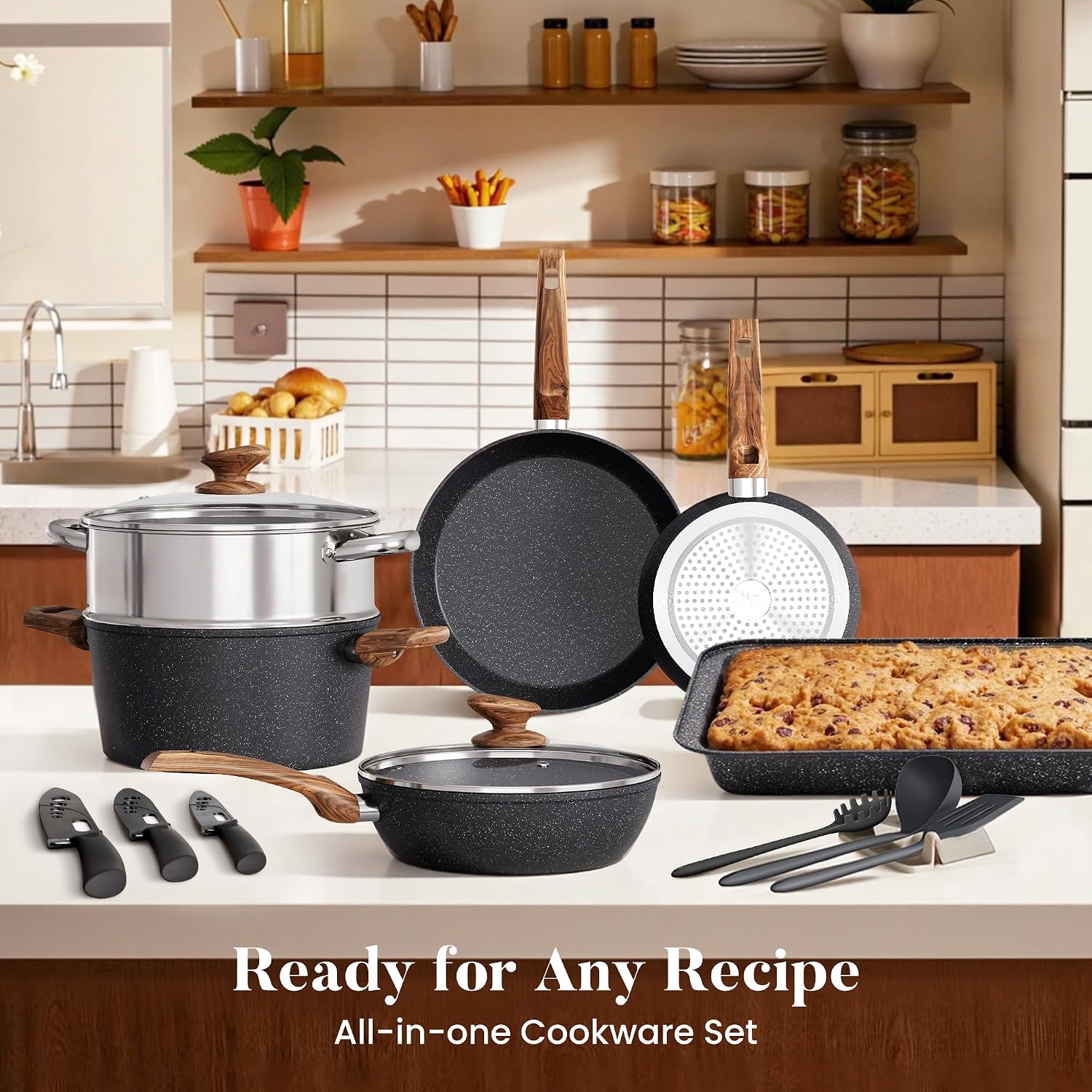 30 Piece Induction Cookware and Bakeware Set, Non Stick