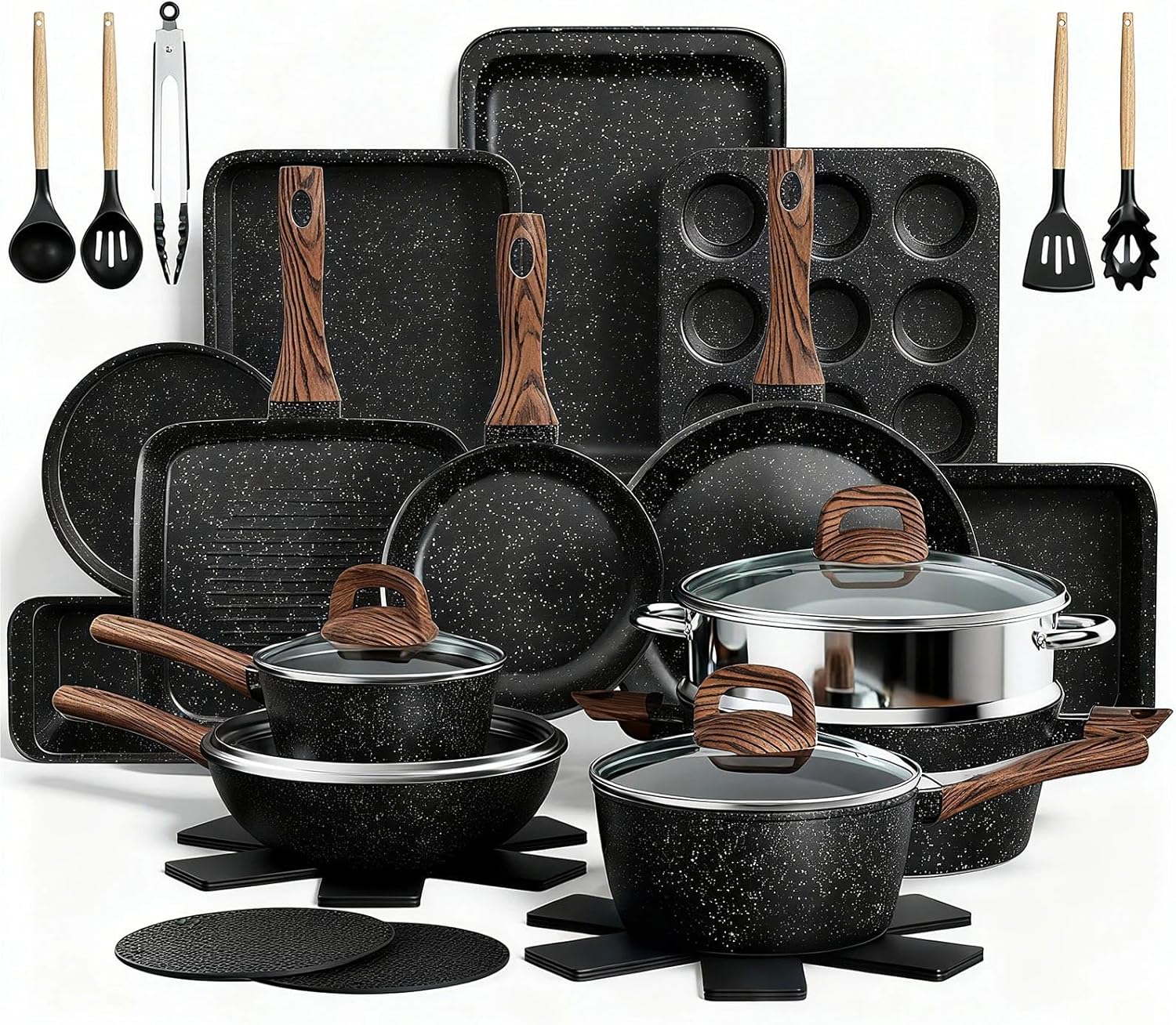 31 Piece Induction Cookware and Bakeware Set, Non Stick