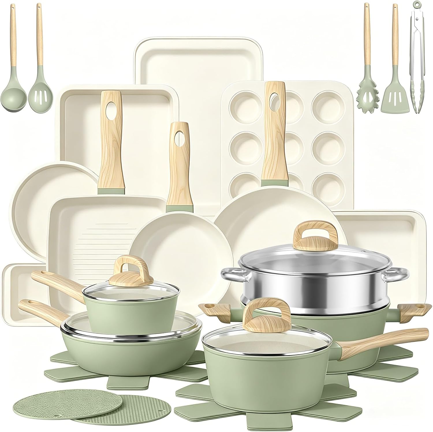 31 Piece Induction Cookware and Bakeware Set, Non Stick