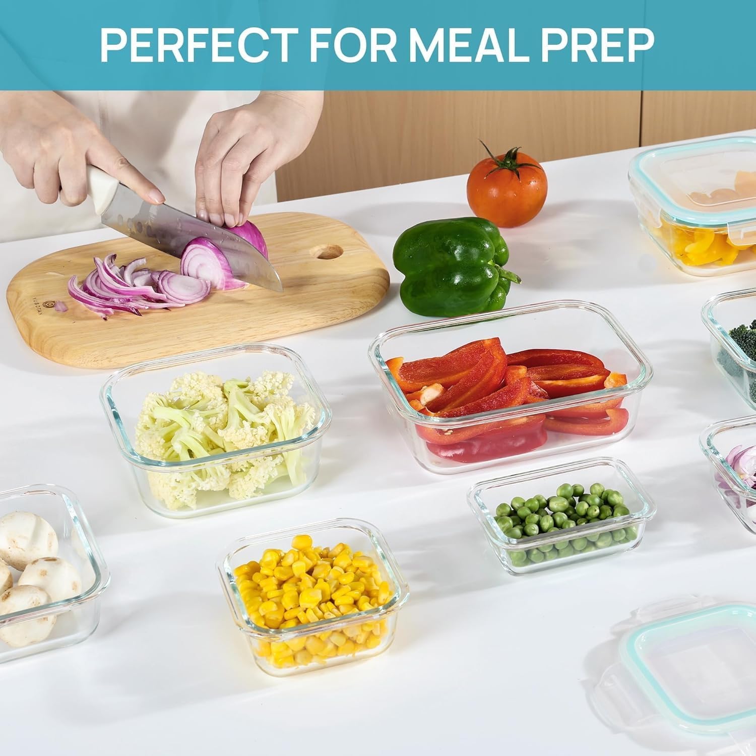8 Pack Glass Food Storage Containers with Airtight Lids