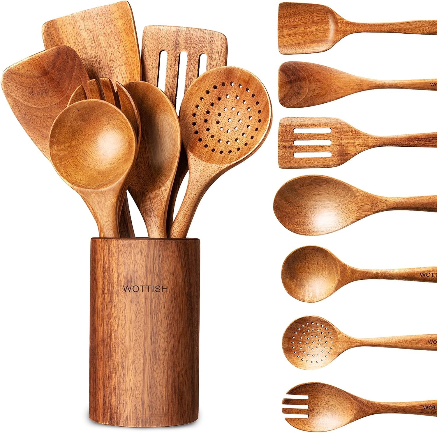 8 Piece Wooden Kitchen Utensil Set in Solid Wood