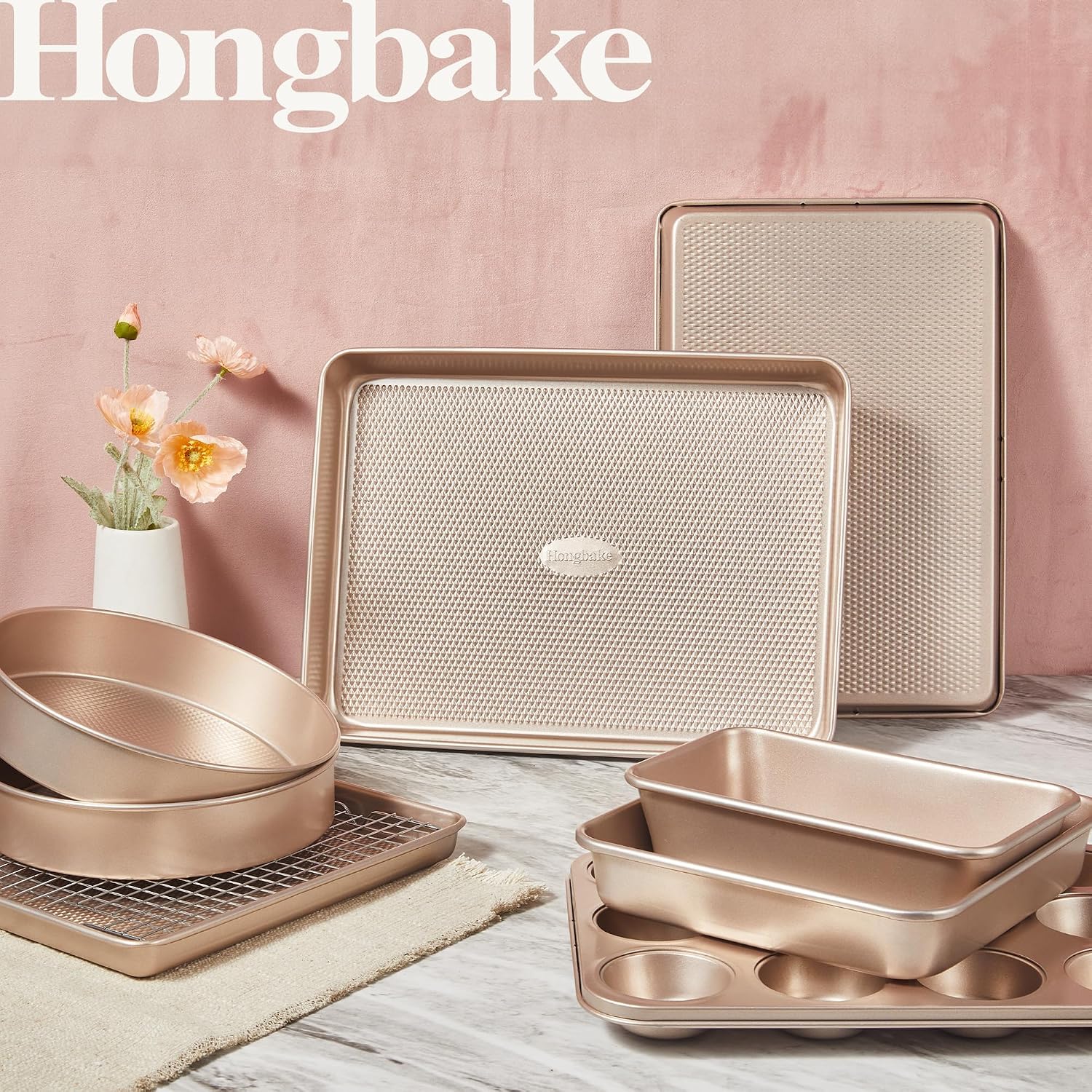9 Piece Non Stick Baking Pan Set, Stackable